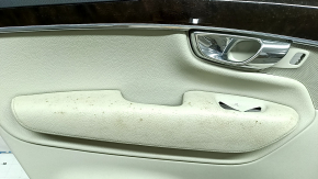 Door trim, rear left card, Volvo XC90 16-20, gray, gray leather insert, gray leather armrest, with handle, wood insert with chrome molding, scratches on the insert, ready for dry cleaning, butt