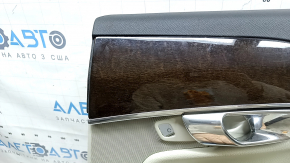 Door trim, rear right card, Volvo XC90 16-20, gray, gray leather insert, gray leather armrest, with handle, wood insert with chrome molding, scratches on the insert, ready for dry cleaning