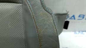 Driver's seat cushion upholstery for Kia Niro 17-22 HEV, PHEV, gray leather, with blue stitching, perforated, heated, for ventilation, worn, dented, needs cleaning, cracked