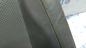 Driver's seat cushion upholstery for Kia Niro 17-22 HEV, PHEV, gray leather, with blue stitching, perforated, heated, for ventilation, worn, dented, needs cleaning, cracked