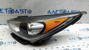 Left front headlight assembly Kia Niro 17-19 HEV, PHEV xenon, halogen turn signal + LED DRL, with bracket, for polishing, sand, cobwebs, seal peeled off