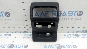 Rear center console trim for Audi Q5 80A 18-25, black, with lower trim for USB Hub and cigarette lighter, scratches