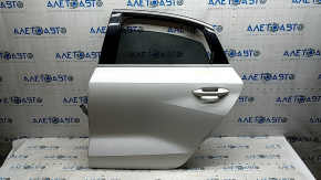 Rear left door assembly Audi A3 22-26 chrome molding, white LY9C, scratches on molding, bump