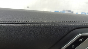 Door trim, front left card, BMW X5 G05 19-23, black leather, Fineline Stripe wood insert, black leather armrest, with handle and overlays, scratches, dents, needs cleaning, stitching is worn out