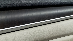 Door trim, rear right card, Honda Accord 19-22, black, with light gray leather insert, armrest, light gray leather, with button, with wood molding, scratches
