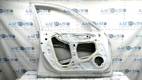Bare front left door Honda Accord 18-22 white NH-883P, with upper chrome molding, dented, scuffed