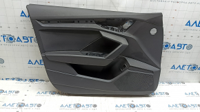 Door trim, front left card, Audi A3 22-26, black leather, structure, armrest, black leather, without molding, scuffs, bump