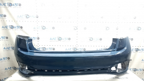 Bare rear bumper VW Jetta 22-26 blue, scratches, scuffed, cracked, broken fasteners, missing fastener fragments, deformed fasteners