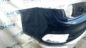 Bare rear bumper VW Jetta 22-26 blue, scratches, scuffed, cracked, broken fasteners, missing fastener fragments, deformed fasteners