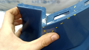 Bare rear bumper VW Jetta 22-26 blue, scratches, scuffed, cracked, broken fasteners, missing fastener fragments, deformed fasteners