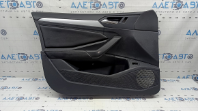 Door trim, front left card, VW Jetta 25-26, black with black leather insert, leather armrest, gray type 2 molding, with handle, broken fastening