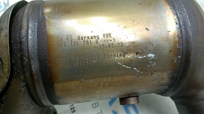 The inlet pipe with the catalytic converter of the Audi A3 22-26 is crushed, the mesh is torn