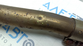 The inlet pipe with the catalytic converter of the Audi A3 22-26 is crushed, the mesh is torn