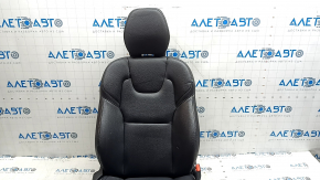 Passenger seat Volvo XC60 18-26 with airbag, electric, heated, black leather, with control unit, needs cleaning, dented, bruised, scuffed
