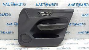 Door trim, front right card, Volvo XC60 18-22, black leather, armrest and insert, black leather, with speaker cover, bump, scratches