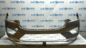 Front bare bumper Volvo XC60 18-21 without park assist and headlight washers, silver, non-factory holes, crack