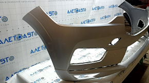 Front bare bumper Volvo XC60 18-21 without park assist and headlight washers, silver, non-factory holes, crack