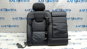 Backrest of the rear row 2nd row right Volvo XC60 18-26 black leather, with headrest, armrest and central black belt, scratches, dent, trim came out at the back