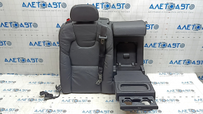 Backrest of the rear row 2nd row right Volvo XC60 18-26 black leather, with headrest, armrest and central black belt, scratches, dent, trim came out at the back