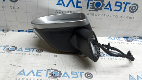 Left side mirror assembly Volvo XC60 18-26 14 pins, turn signal, auto-dimming, heated, BSM, silver, scratches, bump