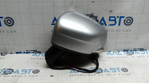 Left side mirror assembly Volvo XC60 18-26 14 pins, turn signal, auto-dimming, heated, BSM, silver, scratches, bump