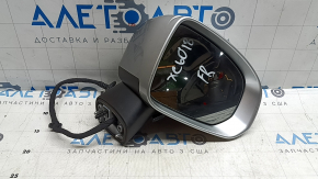 Right side mirror assembly Volvo XC60 18-26 14 pins, turn signal, auto-dimming, heated, BSM, silver, scratches, bumps
