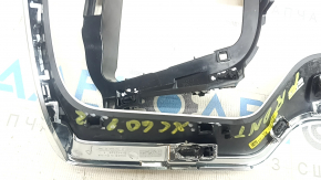 Right front panel trim Volvo XC60 18-26 gray Iron Ore with chrome, broken fasteners, scratches