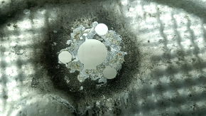 The muffler heat shield of the Audi A3 22-26 is crushed, the fasteners are corroded