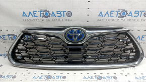 Radiator grill Toyota Highlander 20-26 without chamber with hybrid emblem, chrome, worn emblem