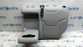 Left rear seat back, 2nd row, Jeep Compass 22-26, grey leather, grey + brown stitching, perforation, with belt, with armrest, dry-cleanable, wrinkled