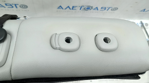Left rear seat back, 2nd row, Jeep Compass 22-26, grey leather, grey + brown stitching, perforation, with belt, with armrest, dry-cleanable, wrinkled
