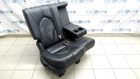 Rear row of seats, 2nd row, right, Toyota Highlander 20-21, black leather with perforation, for 8 seats, Limited, hybrid, with belt and armrest, scratches on leather and plastic