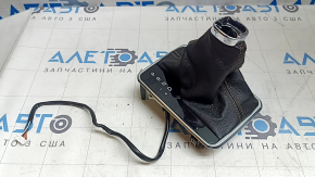 Jeep Compass 22-26 shifter cover, black leather, brown stitching, chrome trim. Glossy black, scratches