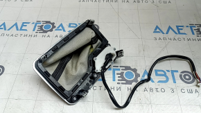 Jeep Compass 22-26 shifter cover, black leather, brown stitching, chrome trim. Glossy black, scratches