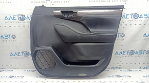 Door trim, front right card, Toyota Highlander 20-22, black leather, Limited, Platinum, black insert, black leather armrest, wood trim, dented, whitened plastic, scratches