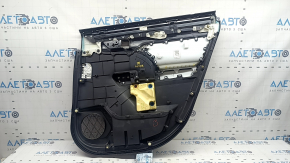 Door trim, rear left card, Toyota Highlander 20-22 with curtain, black leather, black insert, black leather armrest, wood trim, scratches, tears