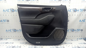 Door trim, front left, Toyota Highlander 20-22, black leather, Limited, Platinum, black insert, black leather armrest, wood trim, scratches