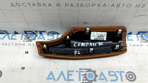 Front panel trim, left upper Jeep Compass 22-26, brown leather, gray stitching, scratches