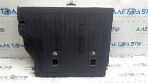 Left rear seat back, 2nd row, Jeep Compass 22-26, grey leather, grey + brown stitching, perforation, with belt, with armrest, dry-cleanable, wrinkled