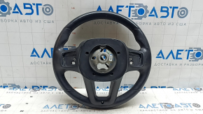 Naked steering wheel Jeep Compass 22-22 black leather, brown stitching, heated, with overlay, scratches, worn