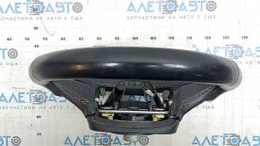 Naked steering wheel Jeep Compass 22-22 black leather, brown stitching, heated, with overlay, scratches, worn