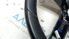 Naked steering wheel Jeep Compass 22-22 black leather, brown stitching, heated, with overlay, scratches, worn