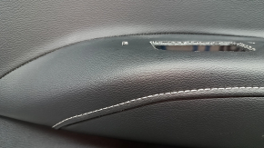 Door trim, rear right card, Nissan Murano 25-26 Platinum, black, brown leather trim with white stitching, black leather armrest with white stitching, black structure insert, with backlight, with curtain, scratch