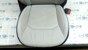 Jeep Compass 22-22 passenger seat with airbag, mechanical, leather, gray + black, with brown and gray stitching, perforation, needs cleaning, scuffs, scratches
