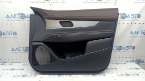 Door trim, front right card, Nissan Murano 25-26, black, brown leather trim with white stitching, black leather armrest with white stitching, gray gloss insert, with backlight, scratch