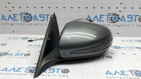 Left side mirror assembly Mercedes C-class W205 16-21 10+8+2 pins, turn signal, heated, with backlight, auto-dimming, BSM, graphite, scratches, crack on the lining