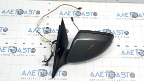 Left side mirror assembly Mercedes C-class W205 16-21 10+8+2 pins, turn signal, heated, with backlight, auto-dimming, BSM, graphite, scratches, crack on the lining