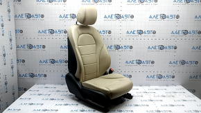 Mercedes C-class W205 15-21 passenger seat with airbag, electric, heated, beige leather, perforation, scratches, nicks