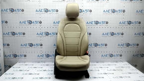 Mercedes C-class W205 15-21 passenger seat with airbag, electric, heated, beige leather, perforation, scratches, nicks