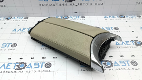 Armrest of the central console Mercedes C-class W205 15-21, beige leather, with a lining, swollen chrome
